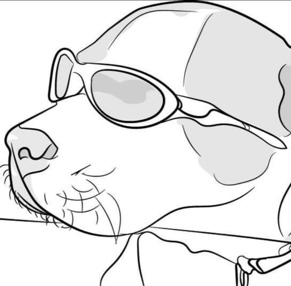 Line drawing of Aries in sunglasses